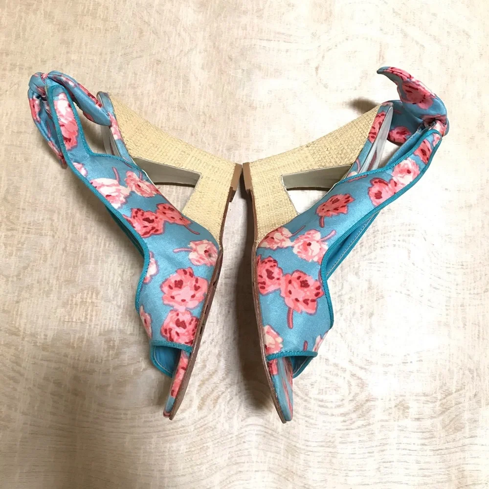 Betsey Johnson Foster Blue Pink Floral Sandals